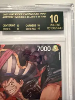 One Piece TCG English OP02-041 Monkey.D.Luffy Alt Art BGS 10 BLACK LABEL Luffy - Image 3