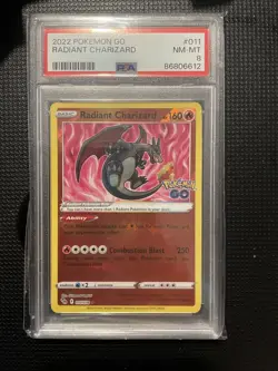 Pokemon TCG Radiant Charizard Pokemon Go Card 011/078 NM Condition PSA 8 - Image 1