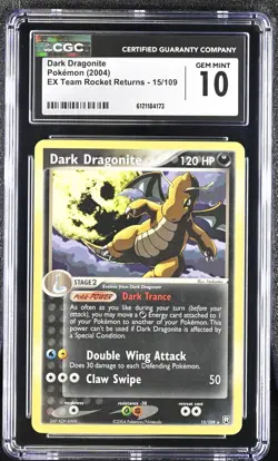 CGC 10 GEM MINT Dark Dragonite 2004 EX Team Rocket Returns 15/109 Pokemon Card - Image 1