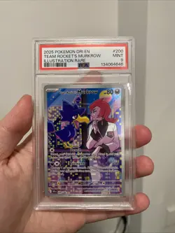 PSA 9 Mint Team Rocket's Murkrow 200/182 Illustration Rare - Pokemon DRI SV10 - Image 1