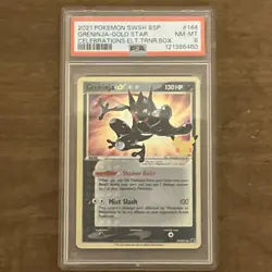 Pokemon Greninja Gold Star SWSH144 Celebrations Promo Holo PSA 8 - Image 1
