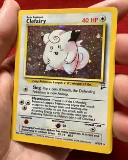 Pokemon TCG Clefairy 6/130 Base Set 2 Unlimited Holo Rare - Image 1