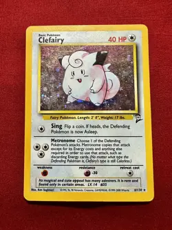 Pokemon TCG Clefairy 6/130 Base Set 2 Unlimited Holo Rare - Image 2
