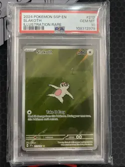 Pokemon TCG Slakoth Illustration Rare Surging Sparks 212/191 PSA 10 GEM MT 2024 - Image 1