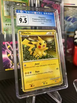 CGC 9.5/10 GEM MINT Pokemon Spanish Pikachu World Collection Holo Promo - Image 1