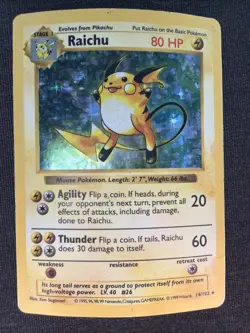 Pokemon TCG Raichu Base Set 14/102 Holo 1999-2000 Wizards Base Set Copyright... - Image 1