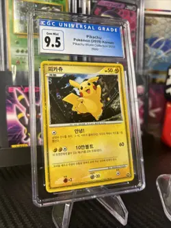 CGC 9.5/10 GEM MINT Pokemon Korean Pikachu World Collection Holo Promo - Image 1