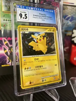 CGC 9.5/10 GEM MINT Pokemon Korean Pikachu World Collection Holo Promo - Image 2