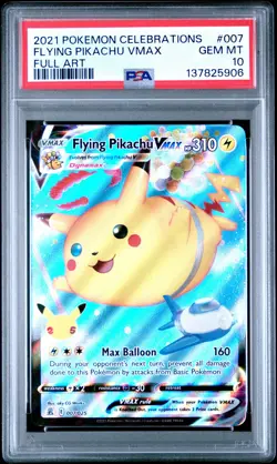 2021 POKEMON CELEBRATIONS #007 FULL ART/FLYING PIKACHU VMAX PSA 10 - Image 1