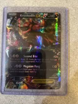 2014 POKEMON KROOKODILE EX HP 180 BLACK STARS XY 25 FULL HOLO PROMO FOIL CARD - Image 1