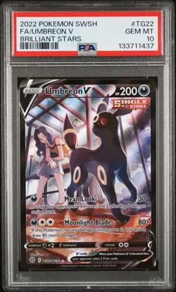 2022 POKEMON SWORD & SHIELD BRILLIANT STARS #TG22 FULL ART/UMBREON V PSA 10 - Image 1