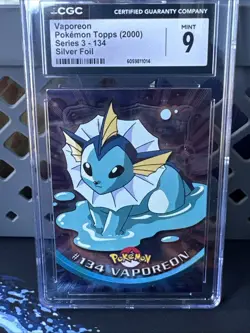 Vaporeon #134 Pokemon Topps 2000 Series 3 Silver Foil CGC 9 Mint - Image 1