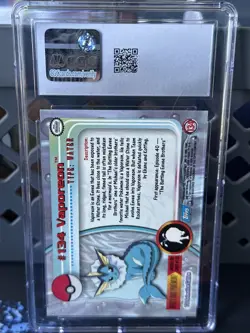 Vaporeon #134 Pokemon Topps 2000 Series 3 Silver Foil CGC 9 Mint - Image 2