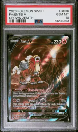 PSA 10 Entei V GG36/GG70 Crown Zenith: Galarian Gallery Pokemon English Gem - Image 1