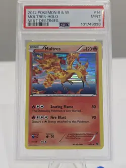 2012 POKEMON BLACK & WHITE NEXT DESTINIES 14 MOLTRES-HOLO PSA 9 - Image 1