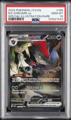 2025 POKEMON JTG EN-JOURNEY TOGETHER #185 N'S ZOROARK EX PSA 10 - Image 1