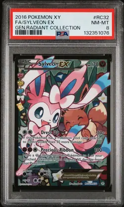 2016 POKEMON XY GENERATIONS RADIANT COLL #RC32 FULL ART/SYLVEON EX PSA 8 - Image 1