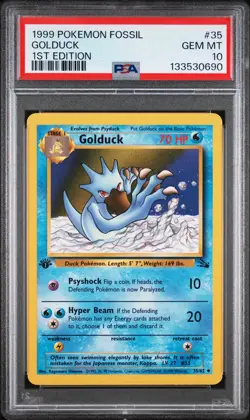 1999 POKEMON FOSSIL 1ST ED #35 GOLDUCK PSA 10 - Image 1