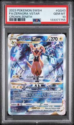 2023 POKEMON SWORD & SHIELD CROWN ZENITH #GG43 FULL ART/ZERAORA VSTAR PSA 10 - Image 1