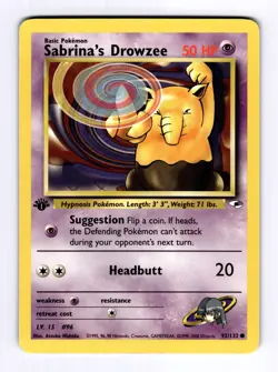 2000 Pokemon Gym1 Sabrina's Drowzee #92 C 1st Edition NM - Image 1