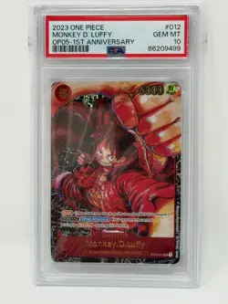 One Piece OP05 Monkey D. Luffy 1st Anniversary ST01-012 PSA 10 Gem Mint - Image 1