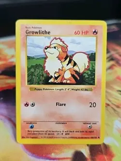 Growlithe 28/102 Uncommon Base Set (Shadowless) Pokemon Card - Image 1