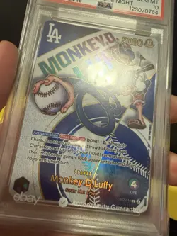 PSA 10 Monkey D Luffy EB02-010 L Dodgers One Piece Night Promo Card English 2025 - Image 4
