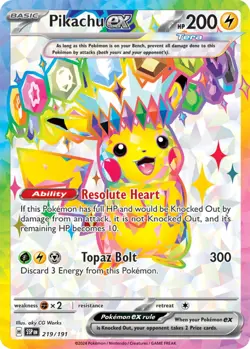 Pikachu ex - 219/191 - Ultra Rare NM, English Pokemon Surging Sparks - Image 1