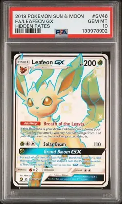 2019 POKEMON SUN & MOON HIDDEN FATES #SV46 FULL ART/LEAFEON GX PSA 10 - Image 1