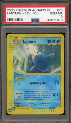Pokemon Lanturn Aquapolis Reverse Holo #20 PSA 10 Gem Mint - Image 1