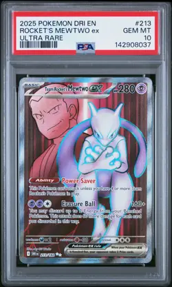 2025 POKEMON DRI EN-DESTINED RIVALS ULTRA RARE TEAM ROCKET'S MEWTWO EX PSA 10 - Image 1
