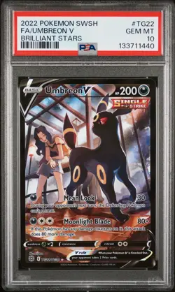 2022 POKEMON SWORD & SHIELD BRILLIANT STARS #TG22 FULL ART/UMBREON V PSA 10 - Image 1