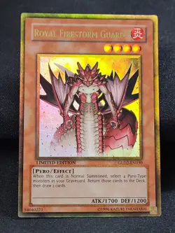 YuGiOh Royal Firestorm Guards GLD2-EN030 Limited Edition Gold Rare LP - Image 1