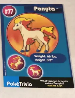 Ponyta #77 1999 Burger King Perforated Pokemon Trading Card 1999 - Image 1