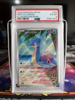 PSA 6 MISTY'S LAPRAS ILLUSTRATION RARE 194/182 DESTINED RIVALS POKEMON CARD - Image 1