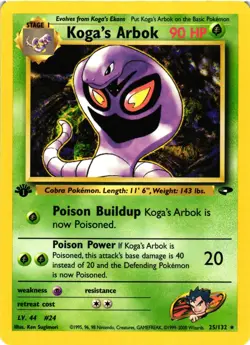 Pokemon TCG Koga's Arbok Gym Challenge 25/132 Rare 1st Edition VLP - Image 1