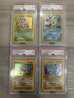 1999 Pokemon Nidoking Gyarados Hitmonchan Machamp PSA 9 Mint Holos #11 #6 #7 #8 - Image 1