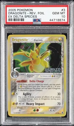 2005 POKEMON EX DELTA SPECIES #3 DRAGONITE-REVERSE FOIL PSA 10 - Image 1