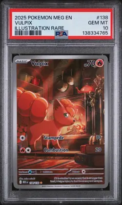 2025 POKEMON MEG EN-MEGA EVOLUTION ILLUSTRATION RARE #138 VULPIX PSA 10 - Image 1