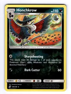 Honchkrow SM - Unified Minds #130 (2019) Rare Reverse Holo NM Pokemon - Image 1