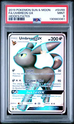 2019 POKEMON SUN & MOON HIDDEN FATES #SV69 FULL ART/UMBREON GX PSA 9 - Image 1