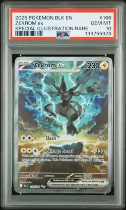 2025 POKEMON BLK EN-BLACK BOLT SPECIAL ILLUSTRATION RARE #166 ZEKROM EX PSA 10 - Image 1