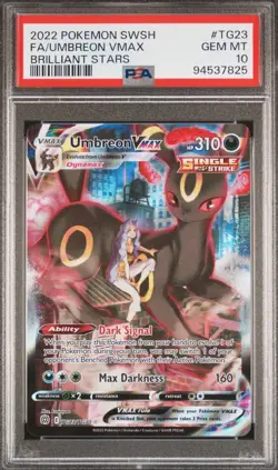 PSA 10 Umbreon VMAX TG23/TG30 Brilliant Stars FA Pokemon Card Trainer Gallery - Image 1