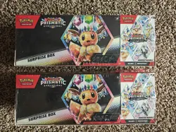 Pokemon Prismatic Evolutions Surprise Box + Booster Bundle Sams Club Sealed X2 - Image 1