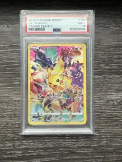 Pokemon 2023 Crown Zenith Pikachu Full Art Secret Rare Card #160/159 PSA 9 Mint - Image 1