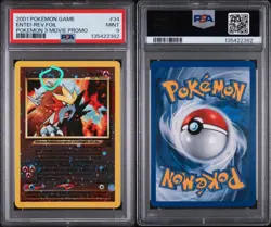 2001 POKEMON GAME MOVIE POKEMON 3 MOVIE PROMO #34 ENTEI-REVERSE FOIL PSA 9 Swirl - Image 1