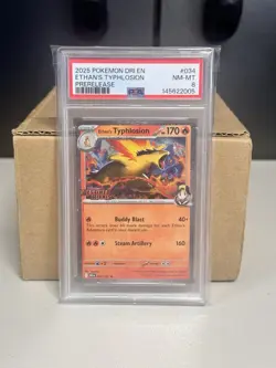 PSA 8 Ethan'S Typhlosion Prerelease #034 2025 Pokemon Destined Rivals - Image 1
