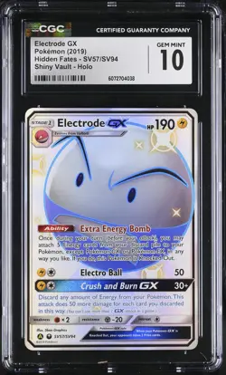 CGC 10 Electrode GX SV57/SV94 Shiny Vault Hidden Fates Pokemon Card - Image 1