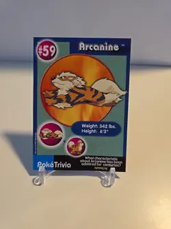 Pokemon Burger King PokeTrivia Non-perforated Arcanine #59 - Image 1