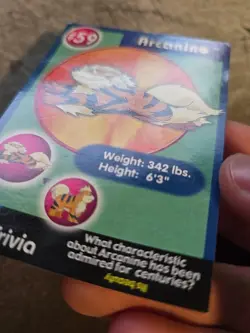 Pokemon Burger King PokeTrivia Non-perforated Arcanine #59 - Image 4